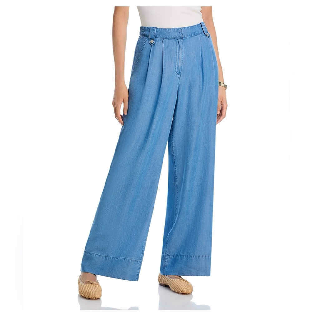 Aqua wide leg chambray jeans